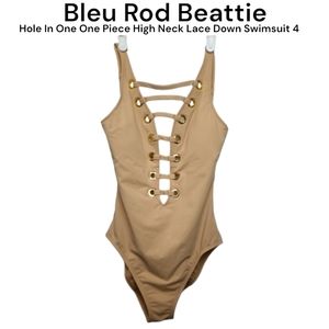 Bleu Rod Beattie Women Hole In One One Piece High Neck Lace Down nude Swimsuit 4